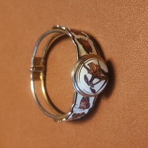 Vintage cloisonne flower and butterfly locket bracelet